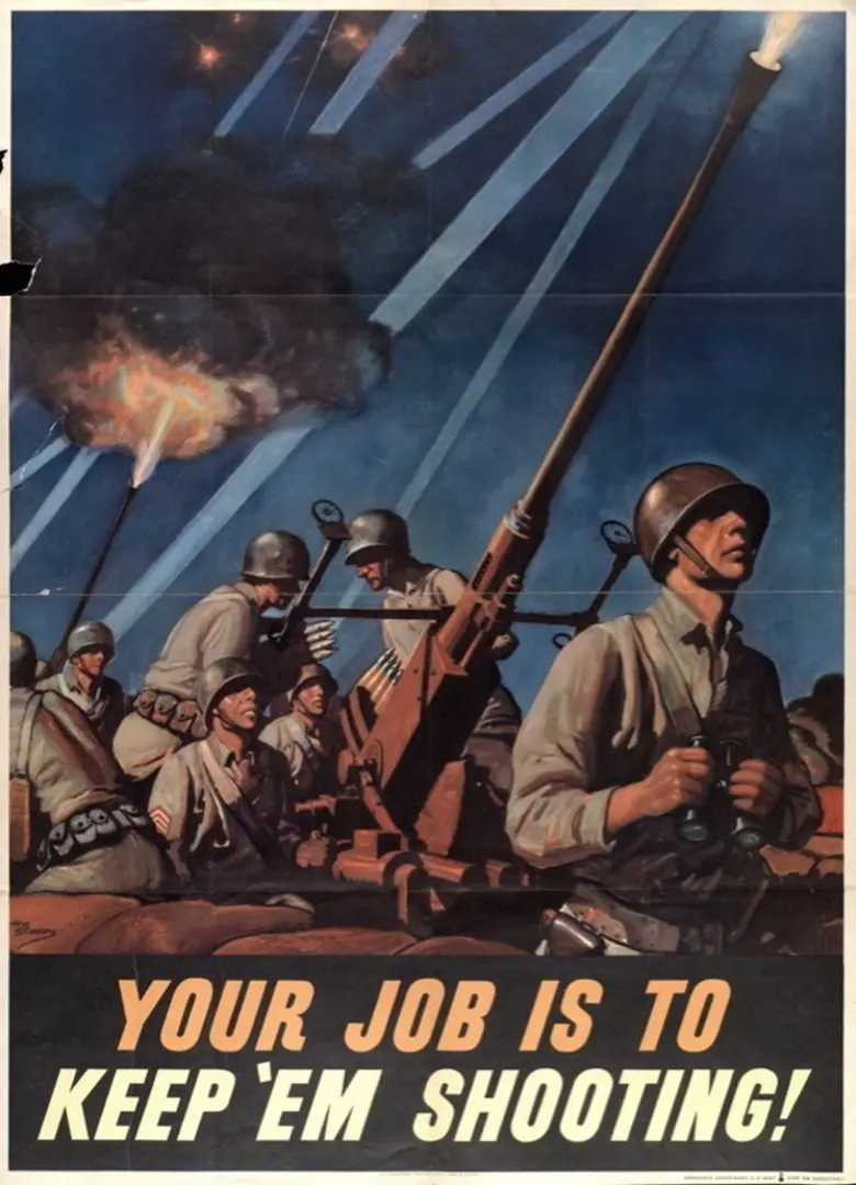 Винтаж США WW2 Производство рекламных плакатов работа для Set'em Free классические