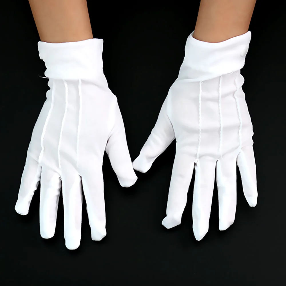 

1Pair Unisex New White Cotton Formal Gloves Work for Catering Band Parades Inspection Magician Police Cleaning Tools