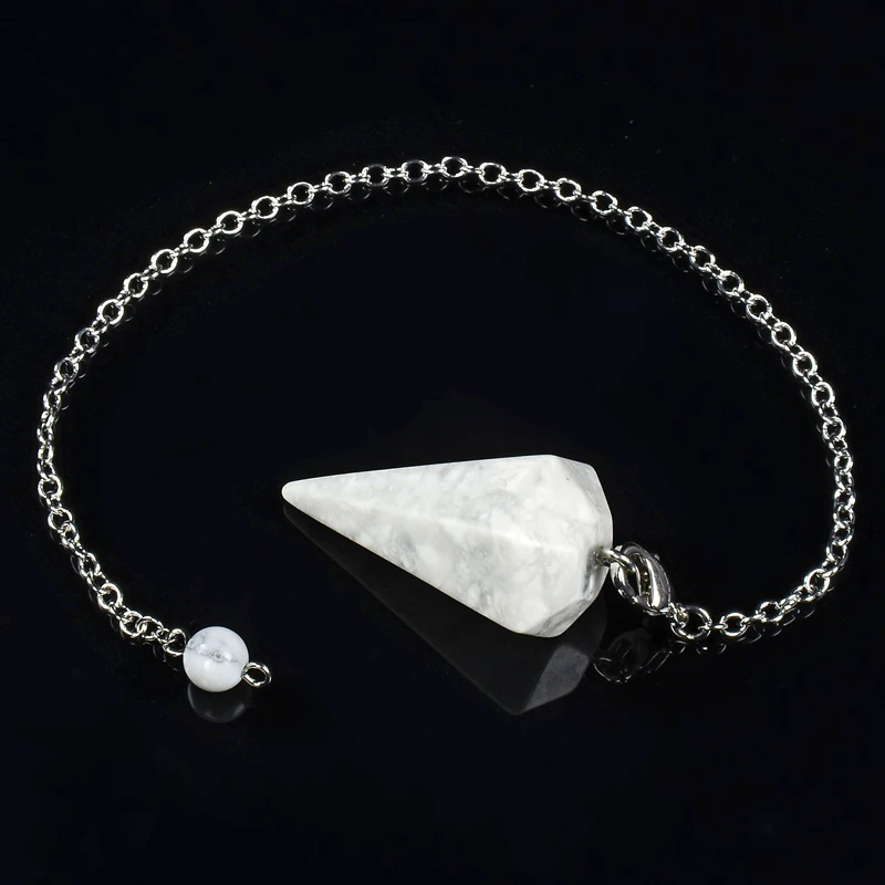 Посеребренная граненая натуральная цепочка Howlite шестигранная пирамида