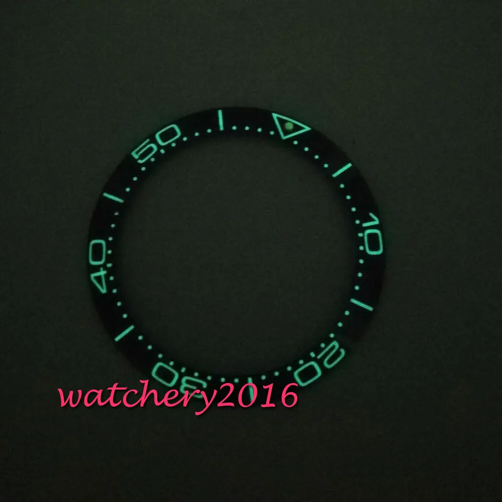 38mm black ceramic bezel White numbers insert for 40mm submariner men's watch