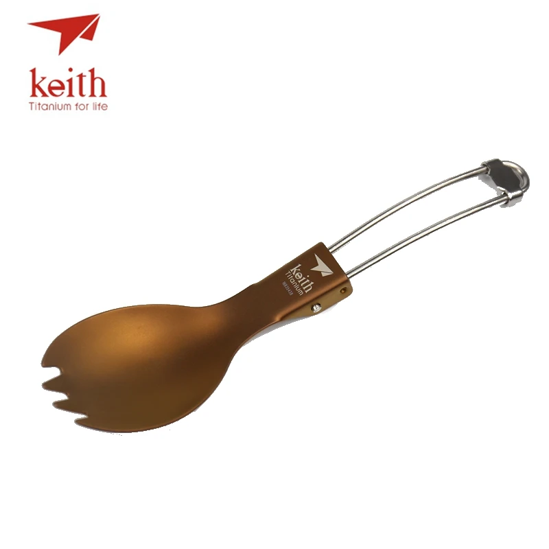 Keith Titanium Spork plegable camping cubiertos viajes tablewares picnic al aire libre senderismo conveniente Tenedores cuchara 17.5g ti5301