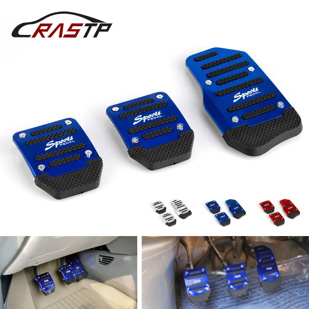 Juego de cubiertas de Pedal de coche antideslizantes para coche, Kit de cubierta Manual aluminio Universal, azul y rojo, RASTP 3, piezas|Pedales| - AliExpress