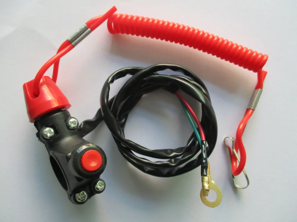 Handlebar Mounted Black Tether Kill Switch Open Circuit Drag Racing