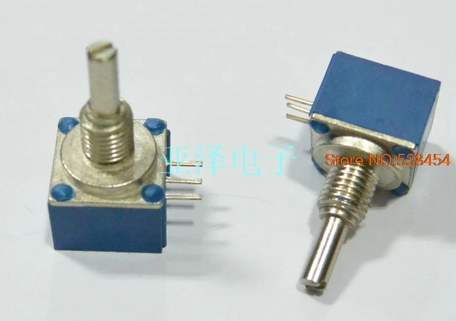 2PCS 12 square precision potentiometer switch single joint 2K 10K 20K axis length 15MM fine axis