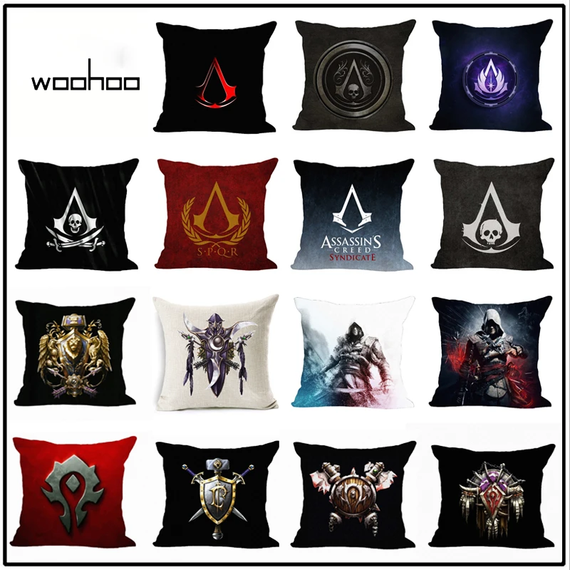 WOW декоративная наволочка 45x45 см (18x18IN) Orcs & Humans Alliance Horde Square Throw Наволочка из хлопка