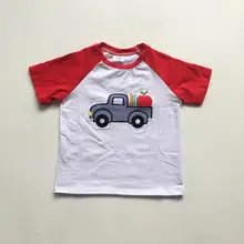 Одежда для маленьких мальчиков; детская футболка для мальчиков; школьная одежда; рубашка с принтом яблока и грузовика; Милая Одежда для мальчиков