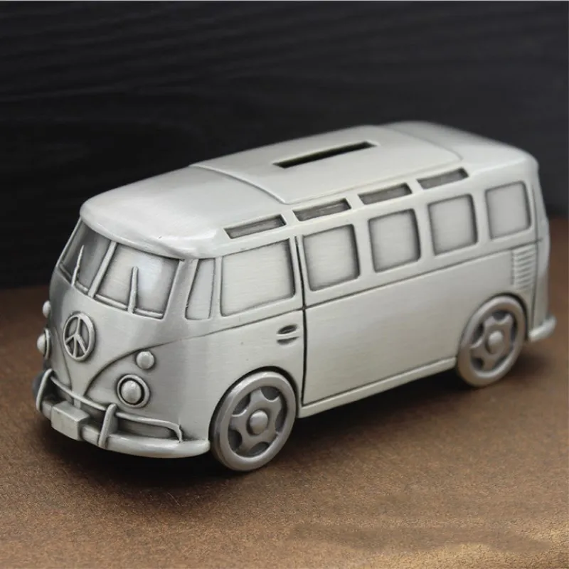 Копилка в винтажном стиле изысканная металлическая модель автобуса среднего