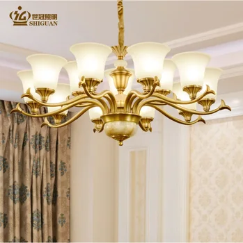 

Vienna Style Chandelier with Brass Arm and Frosted Glass Shade