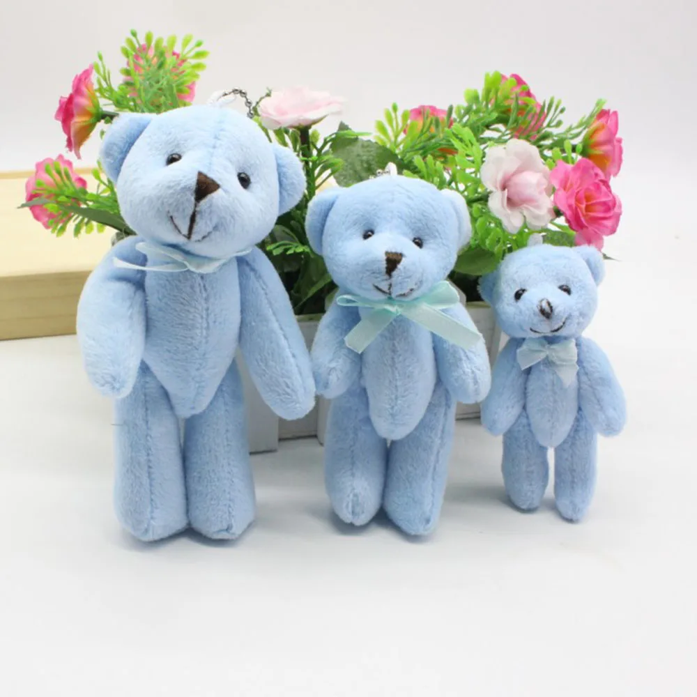 13cm Cartoon Teddy Bear Plush Stuffed Toy Flower Bouquet Joint Mini Teddy Bear For Diy Wedding 2