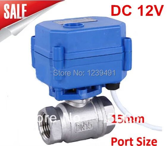 

Motorized Ball Valve 1/2" DN15 DC12V 2 way Stainless Steel 304 Electric Ball Valve ,CR04 Wire