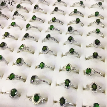 

AKAC natural green diopside women adjustable ring approx3-4*5-6mm 1ring/set wholesale