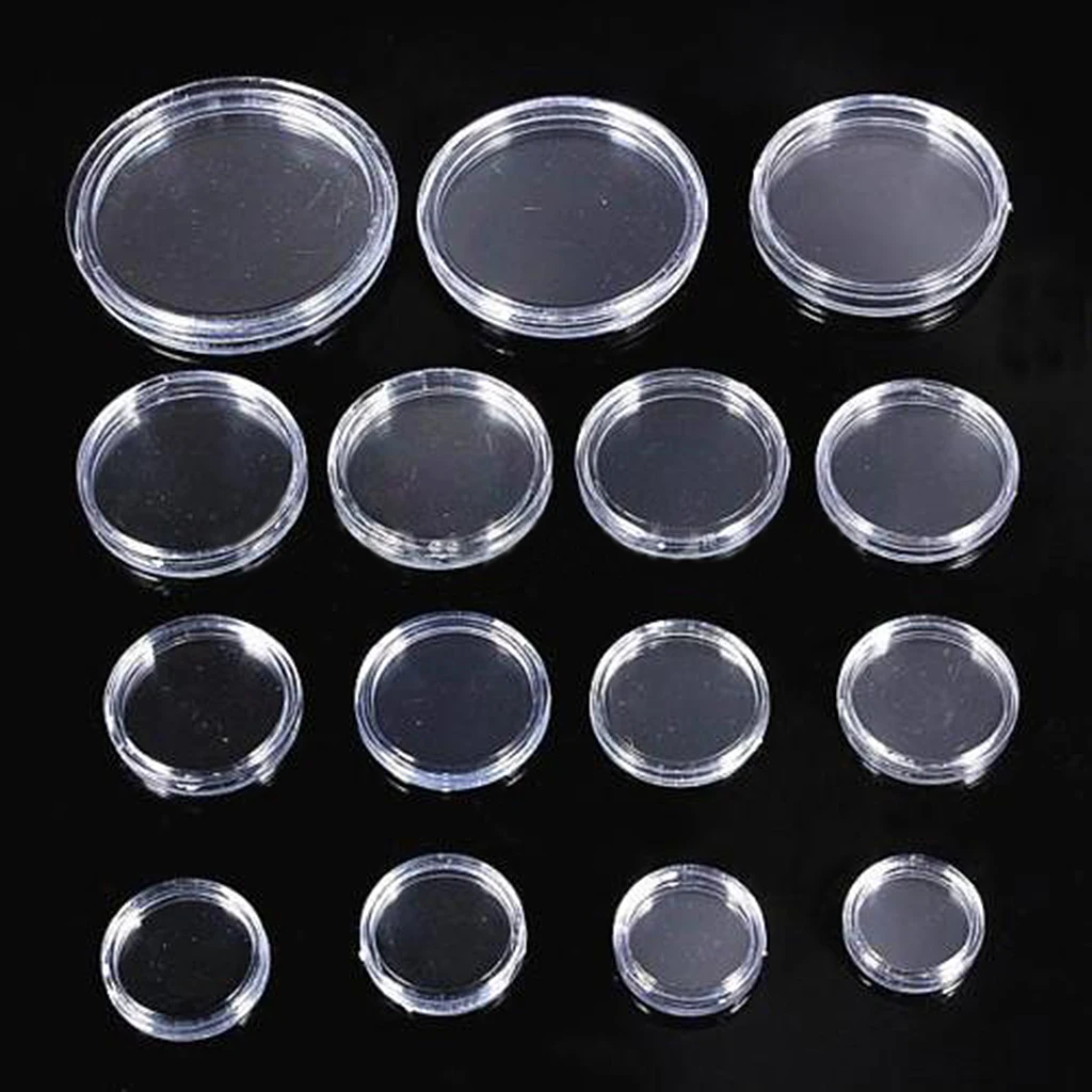 100pcs 18mm Clear Round Case Coin Plastic Capsules Holder Container New