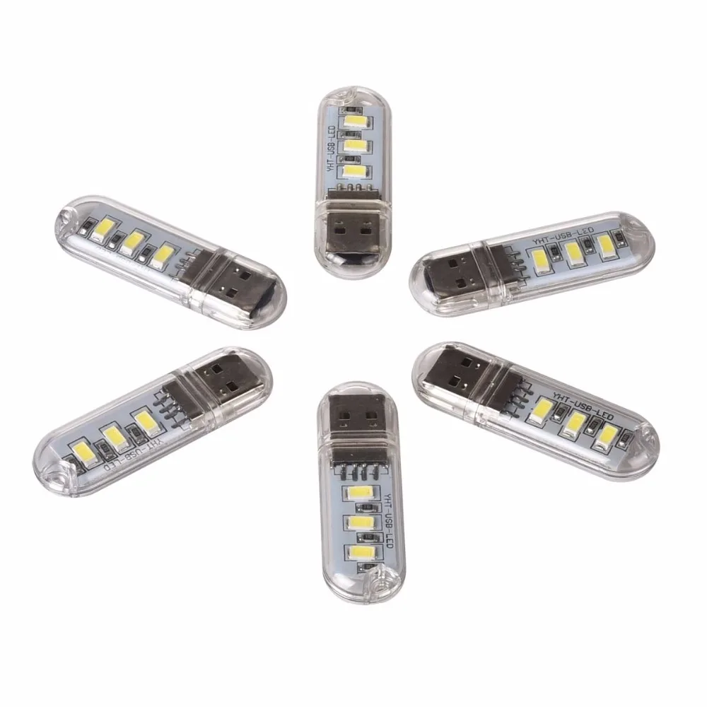 5V Mini USB Light  Pure White 6000K 3leds SMD5630 Novelty Lighting with 5V 1A EU Plug