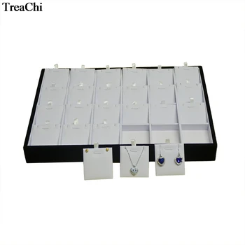 

2Pcs Fine Jewelry Display Case 24 Grids Pendant Earring Display Box Black White Pendant Ring Storage Organizer Tray 35*24*4cm