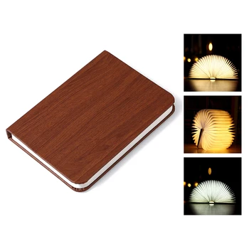 

Rechargeable Book Shape Lamp Folding Table Light Warm Nightlight LED Wooden USB Desk Night Lamp for Bedroom Decor Lighting