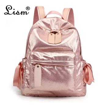 

Ribbons Bow Shining Backpack Girls Large Capacity School Bag Bookbag Women High Quality Travel Bag Backpack Mochila