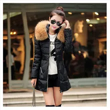 Ailooge Зима Женская куртка-парка Верхняя одежда Duck Пух куртка с большой меховой воротник плюс Размеры S-4XL утолщение длинное пальто