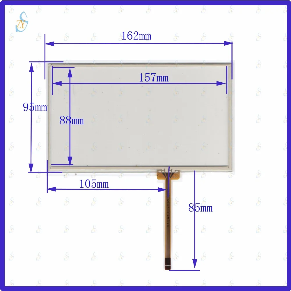 

ZhiYuSun 162mm*95mm KDT-4983 7inch 4-wire resistive touch panel for Car DVD, 162*95 GPS Navigator screen glass