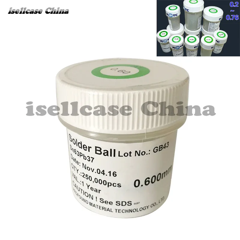 

Best Quality BGA Solder Ball PMTC 250k 0.2 0.65 MM Leaded lead BGA soldering ball kit for BGA rework reballing Set for iphone