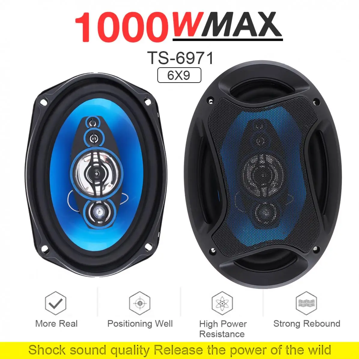 

2 Piece 6x9 Inch 1000W 2 Way Car Coaxial Auto Audio Music Stereo Full Range Frequency Speakers Non-destructive Installation