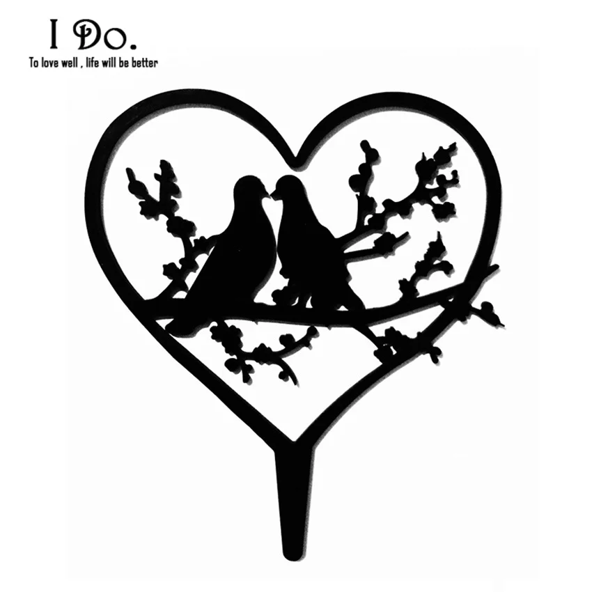 Бесплатная доставка акриловый топ для свадебного торта Love Bird/Подставка
