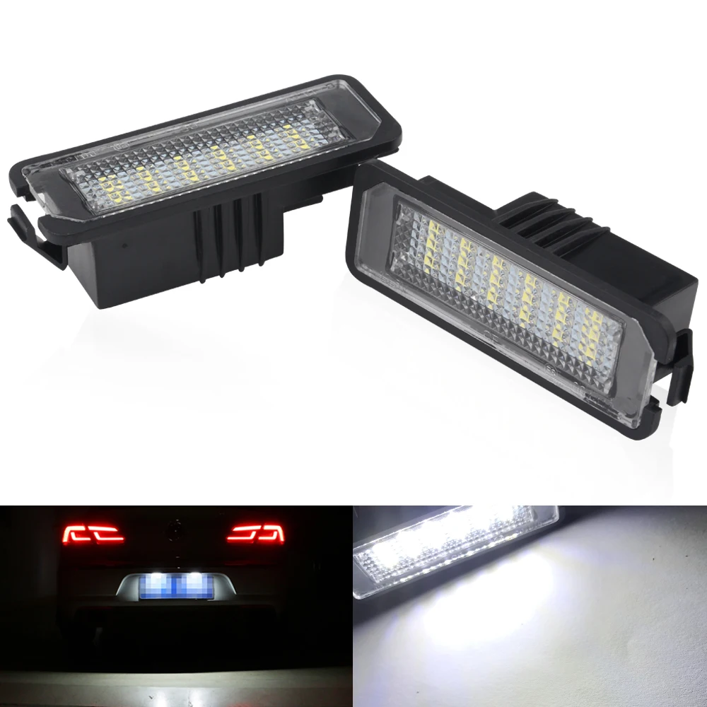 

2pcs Car LED License Plate Light NO Error For Volkswagen Passat CC Golf 4 5 6 VW Polo Phaeton New Beetle For SEAT Leon