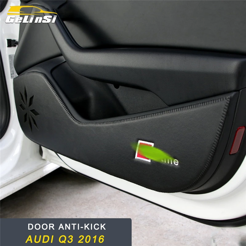 

GELINSIGate Car Care Gate Door Leather Anti-kick Mat Pad Cushion Interior Accessories for Audi Q3 8U 2016 2017 2018