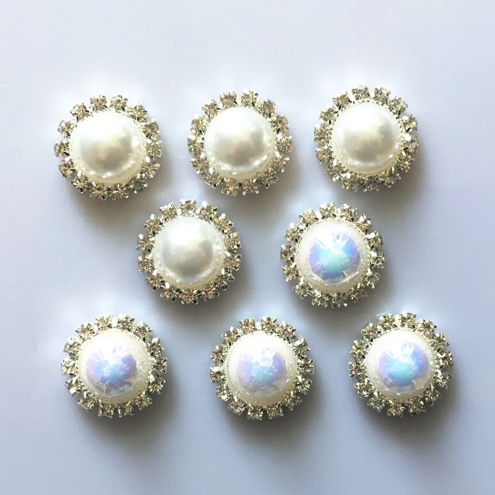 10pcs Sew-on Pearl Rhinestone Buttons Flatback Embellishment DIY Decorations