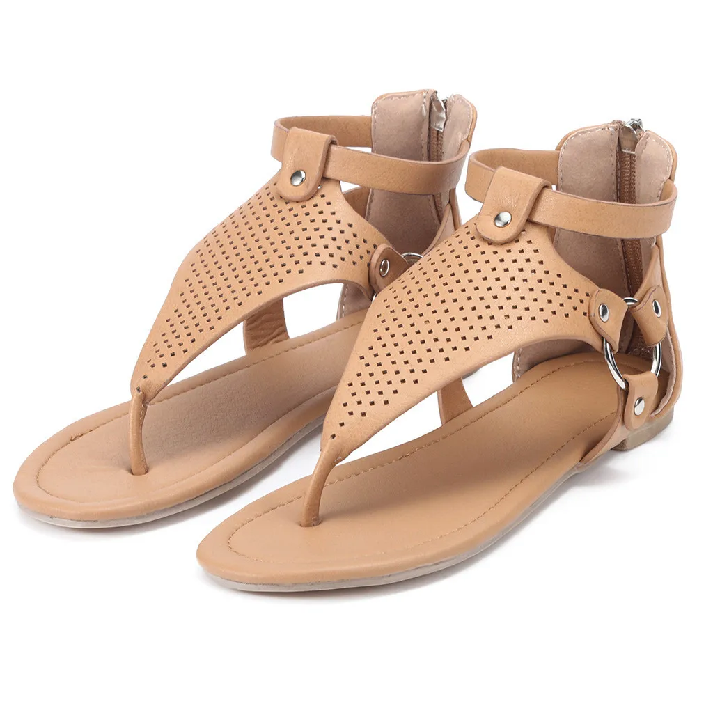 Летние женские сандалии; повседневные летние сандалии в римском стиле с открытым носком на молнии; женская обувь; Новинка года