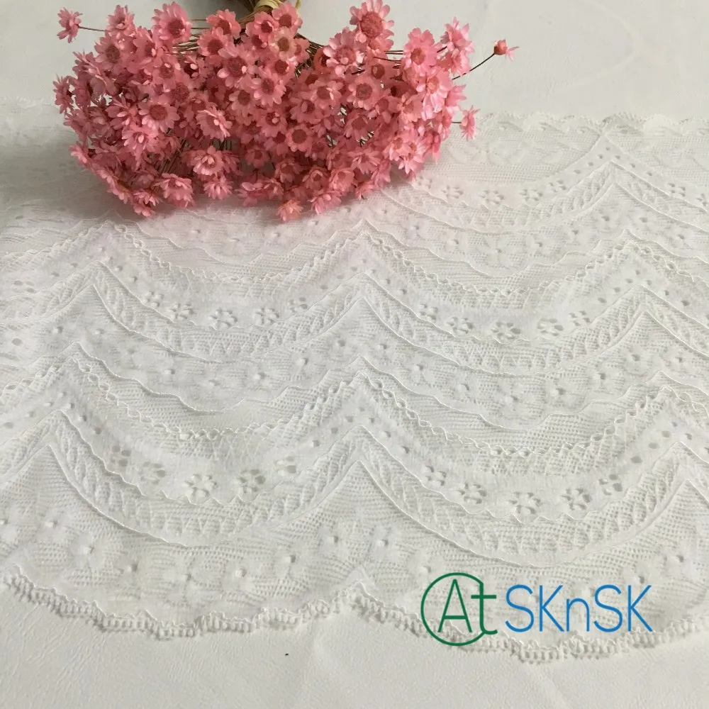 

50yards/ lot Eyelash Lace Fabric 20cm DIY Decorative High Quality Soft Off Nylon Eyelash Lace Trim Wedding Dress Fabric DHL