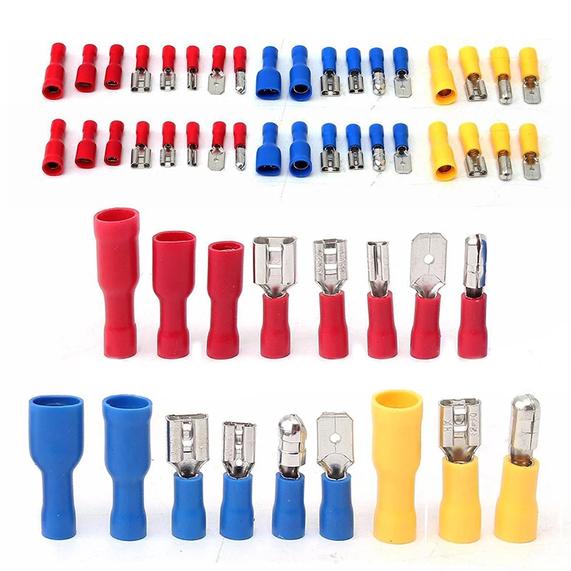 

120pcs/lot Insulated Terminals Connectors Assortment Kit Electrical Crimp Spade Ring