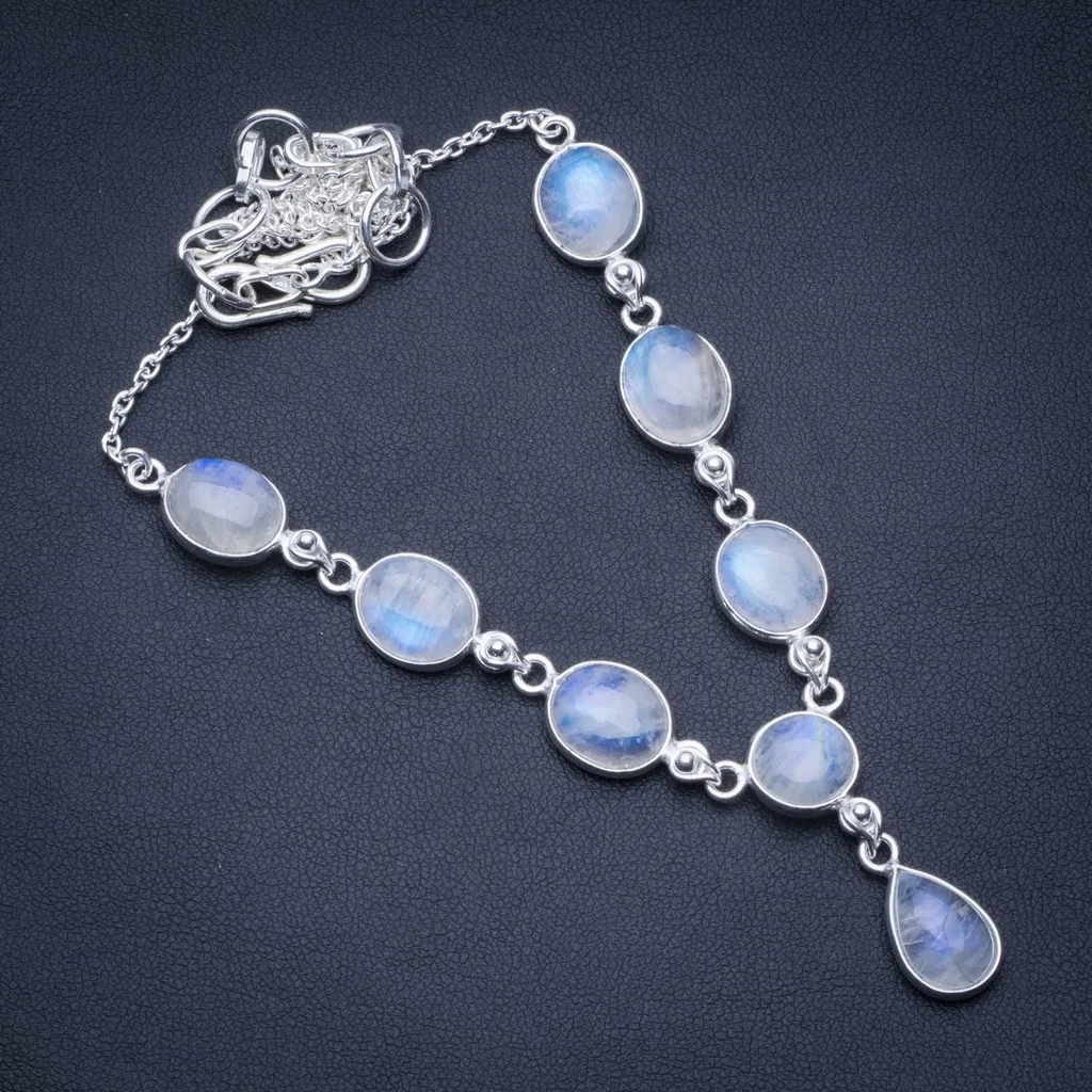 

Natural Rainbow Moonstone 925 Sterling Silver Y-Shaped Necklace 18 3/4" R2734