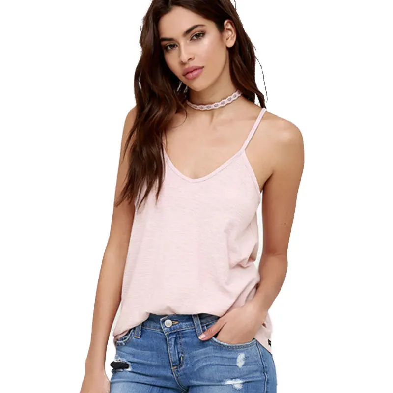 2017 Women Sleeveless Fashion Sexy Backless Summer Casual Female V-Neck Camisole Spaghetti Strap Tank Tops Solid Color Plus Size | Женская