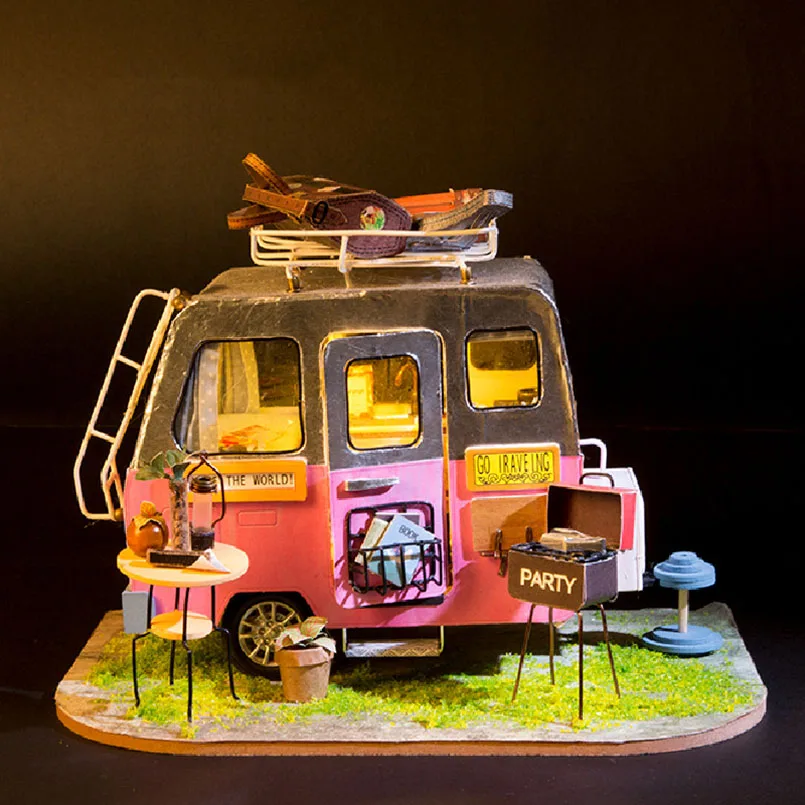 

Diy Wooden Car Wooden Miniature Wooden Doll Houses Diy Dollhouse Accessorie/Porcelain/Furniture Gift For 8-11 Year Children