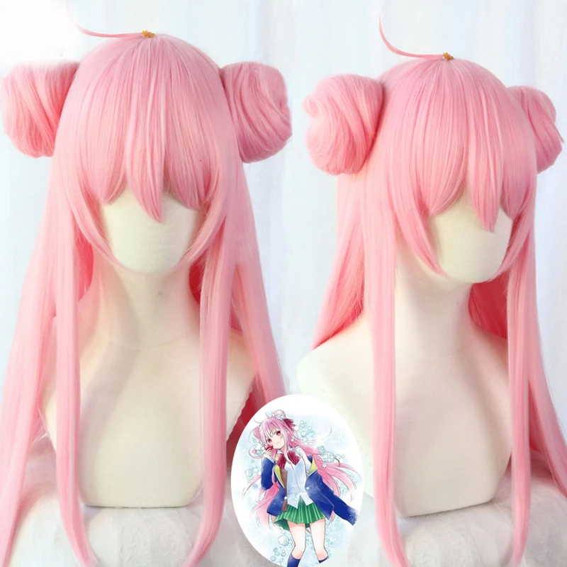 Аниме Happy Sugar Life Satou Matsuzaka длинные прямые волосы + булочки розовый парик для