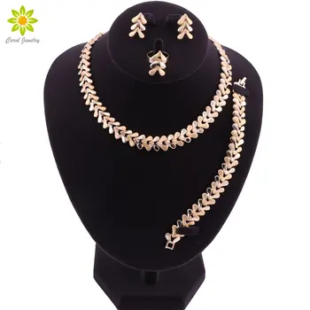 

2019 Dubai African Jewelry Set Nigerian Wedding Necklace Earrings Set For Women Brides Gold Color Ethiopian Indian Jewellery Set