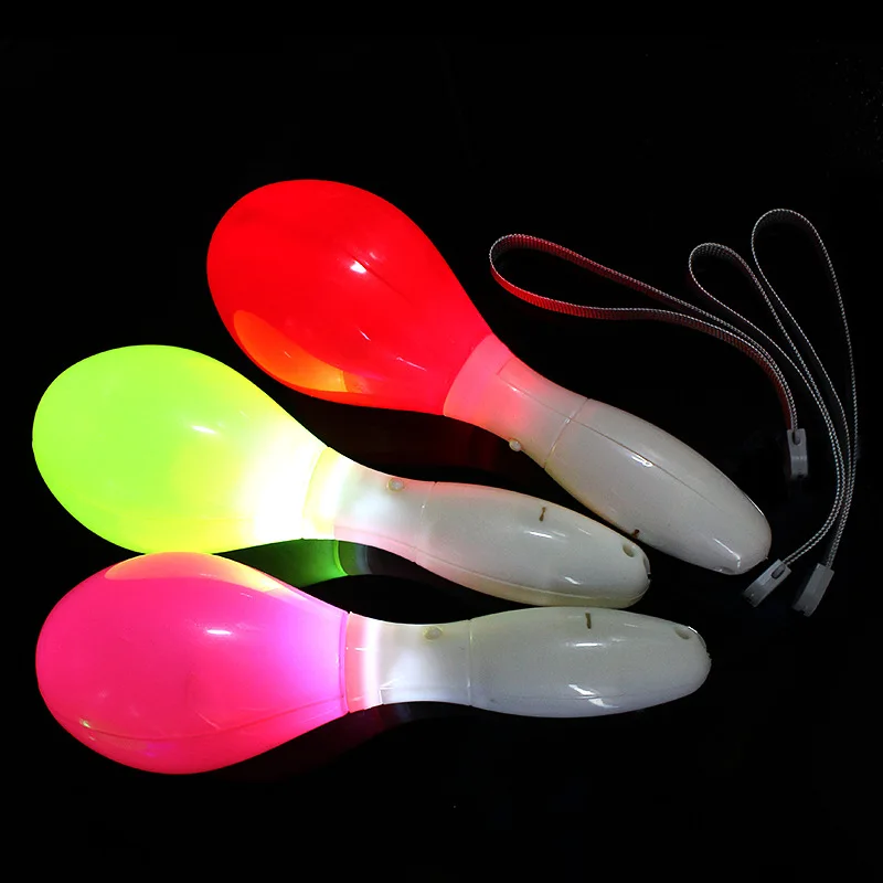2 шт. maracas огни мигает многоцветный светодиодный свет maracas неоновый сенсорный встряхиватель лампа игрушка ребенок шейкер погремушки