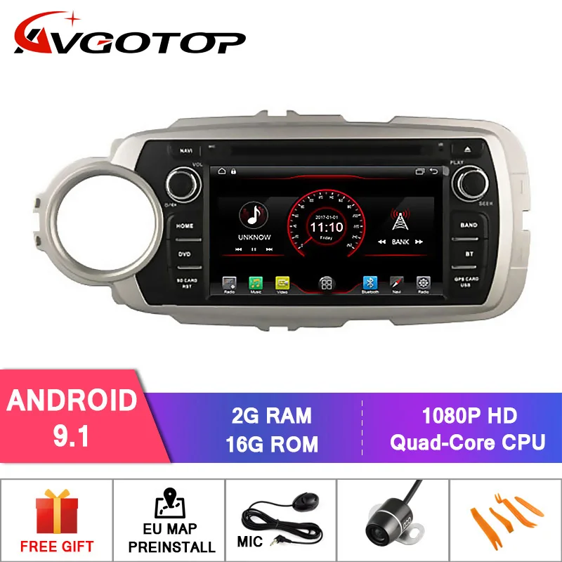 

AVGOTOP Android 9 WINCE Bluetooth GPS Car Radio DVD Player For TOYOTA YARIS 2012 2G 16G MP3 MP4 Vehicle Multimedia