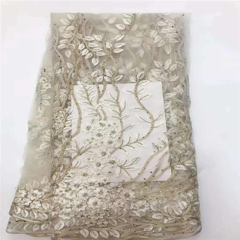 

French Lace Fabric White Nigerian Lace Fabrics High Quality African Lace Fabric With STONES HJ744-2