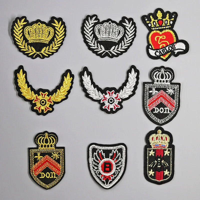 

gold silver Embroidered Iron on Patches for Clothing DIY Stripes Clothes Stickers Custom Badges Squirrel cute patch Wing