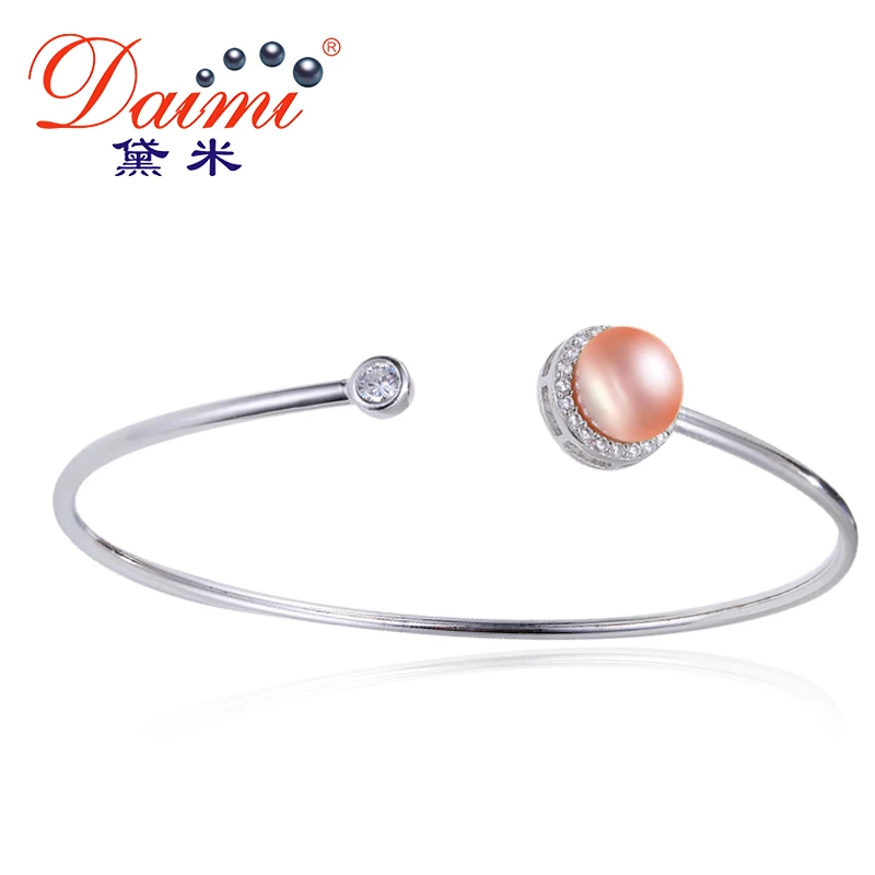 

Daimi Romantic Pearl Bangle 7-8mm Natural Freshwater & 925 Sterling Jewelry charm Bracelet Brand Jewelry