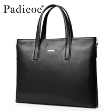 Padieoe 2017 Luxury Brand New Design Men’s Portfolio Fashion Genuine Leather Men Briefcase 15 Inches Leather Laptop Bag for Male