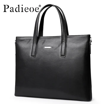 

Padieoe 2017 Luxury Brand New Design Men's Portfolio Fashion Genuine Leather Men Briefcase 15 Inches Leather Laptop Bag for Male