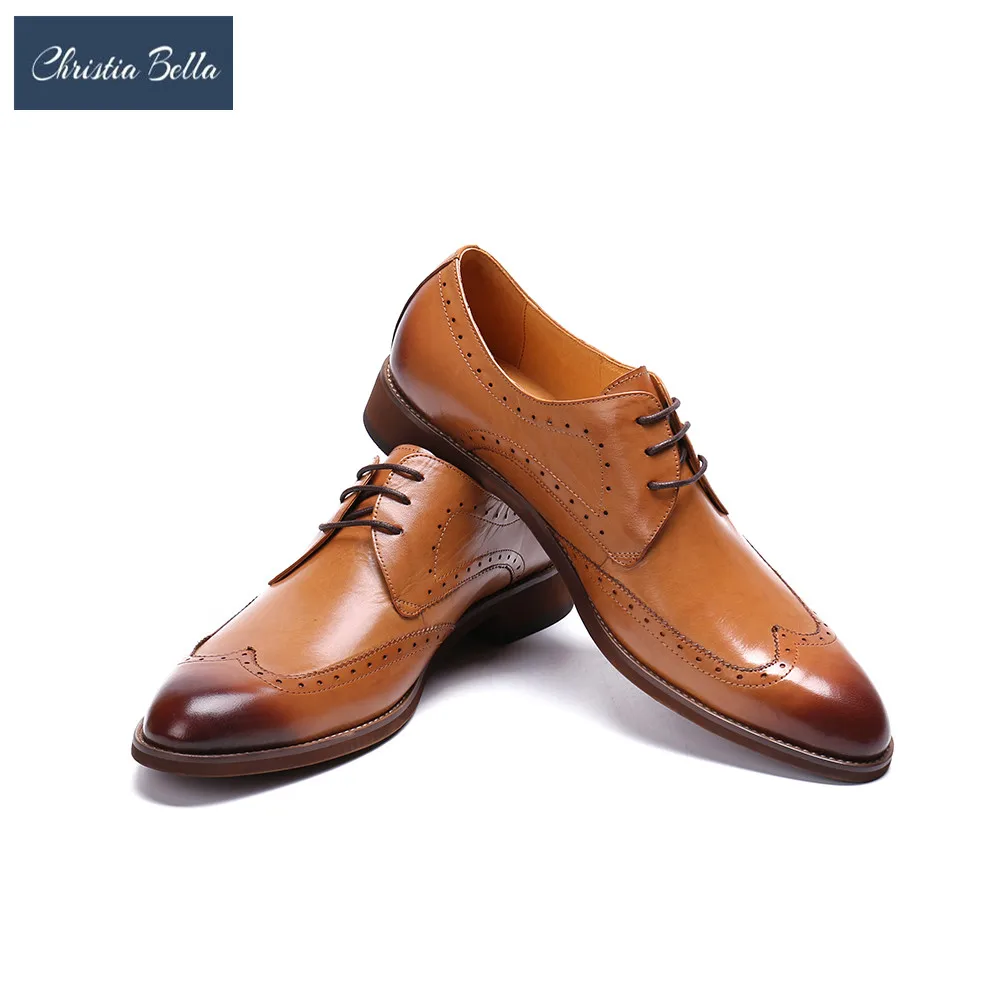 

Christia Bella Luxury Genuine Leather Brogue Mens Flats Shoes Casual British Style Men Oxfords Fashion Brand Dress Shoes for Men