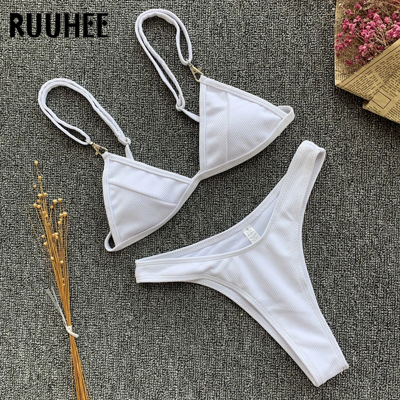 RUUHEE, бикини, купальник для женщин, микро бикини, набор,, купальный костюм с пуш-ап, для женщин, с высокой посадкой, летняя пляжная одежда, бикини