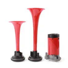 Durable de Plástico ABS 12 V Doble Tono Loud 135db Rojo Conjunto Cuerno Trompeta Compresor de Aire para el Barco Del Carro Del Coche de La Motocicleta