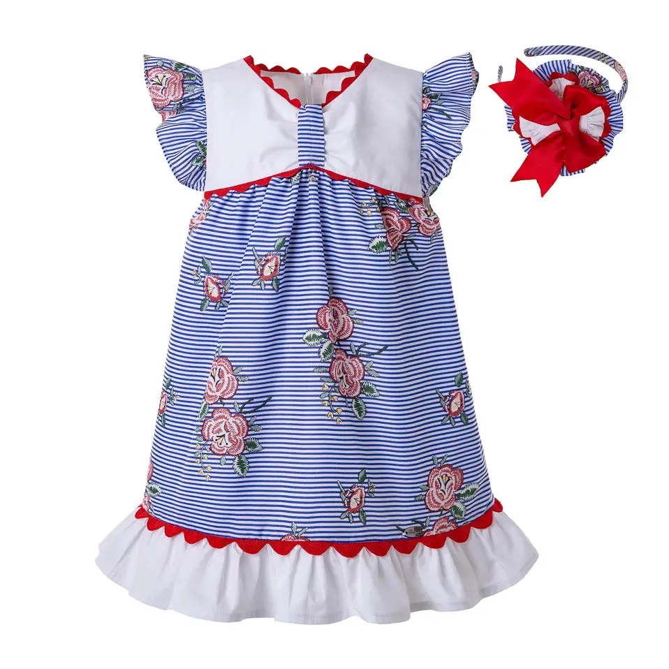 

Pettigirl Rose Stripe Printed Baby girl Clothes 6 month to 2 Years Girls Dresses Children Dress G-DMGD203-65