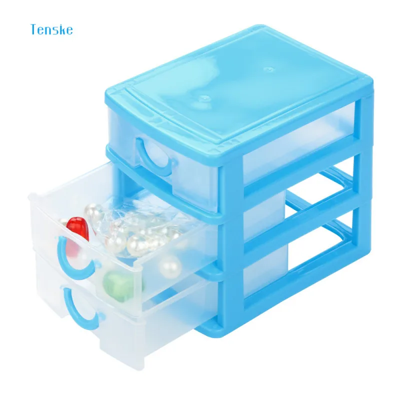 

TENSKE Mini Desktop Drawer Case Makeup Organizer Lipstick Nail Polish Clear Plastic Cosmetic Storage Box Sundries Drawer 1PC