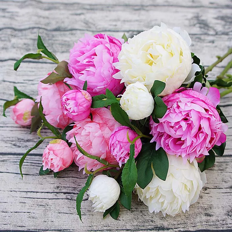 

Artificial flowers christmas decoration accessories for vases home wedding silk peony Bride bouquet autumn plastic flowers