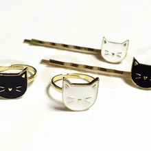 Timlee H072 милый мультфильм белый и черный Кот металлические заколки для волос Заколки торговля аксессуарами для волос